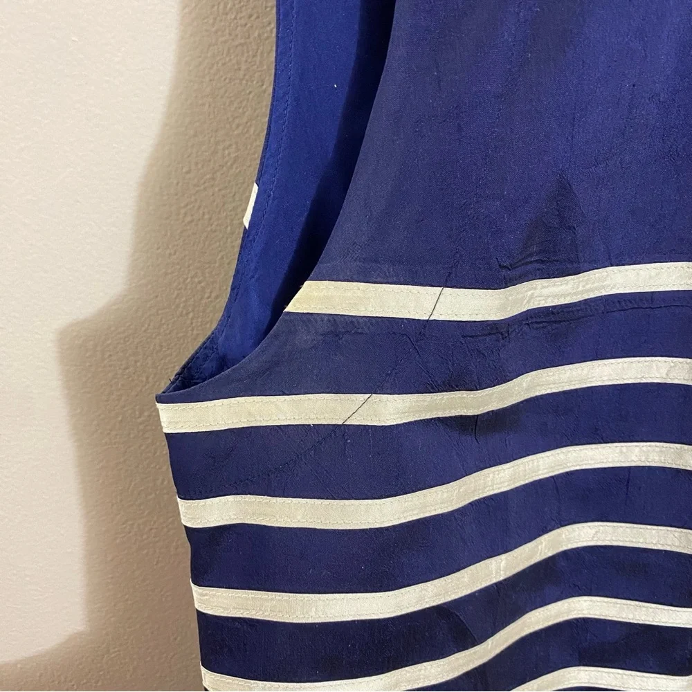Calypso St. Barth women’s navy blue white silk striped dress sz large - Picture 5 of 10